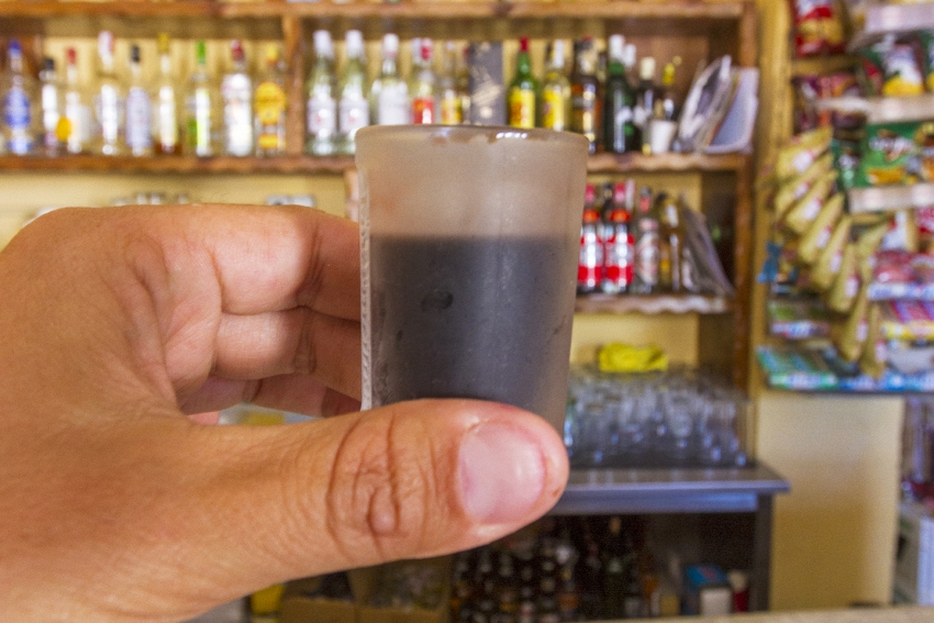 Guindilla liqueur in the Cuatro Esquinas bar in Tunte, Gran Canaria